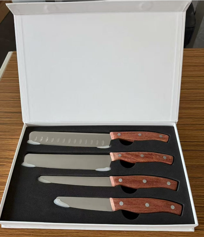 Premium Grade Round Tipped Safer Kitchen Knives (Set of 4) Rosewood - Delivery December/January