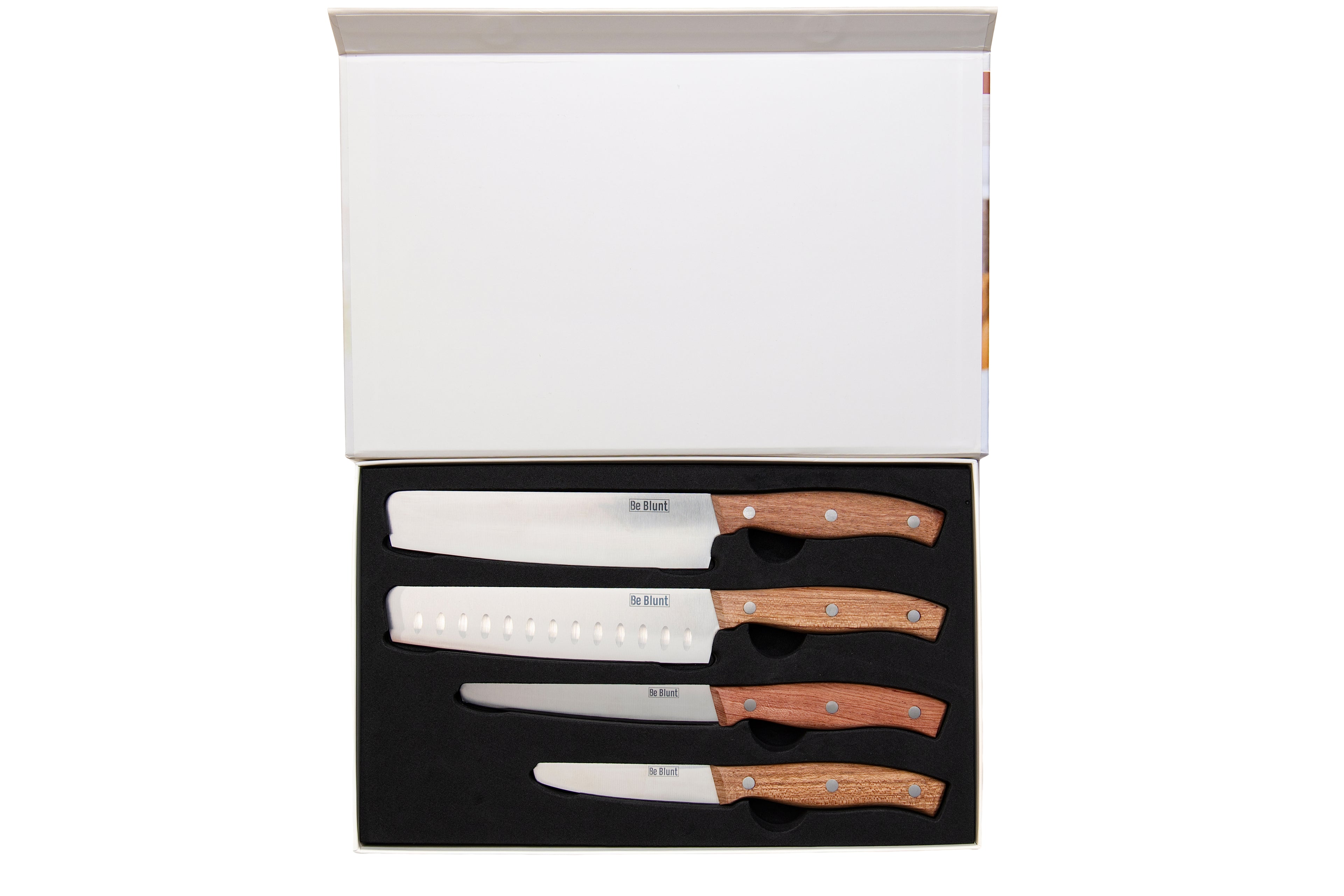 Premium Grade Round Tipped Safer Kitchen Knives (Set of 4) Rosewood