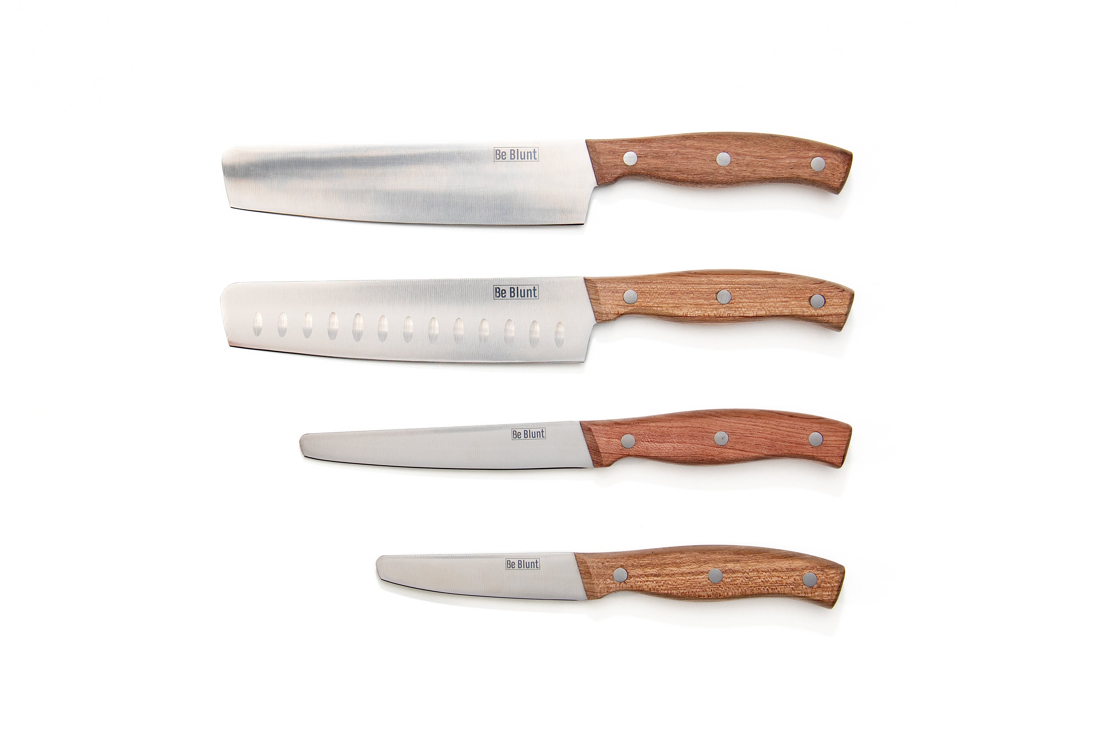 Premium Grade Round Tipped Safer Kitchen Knives (Set of 4) Rosewood