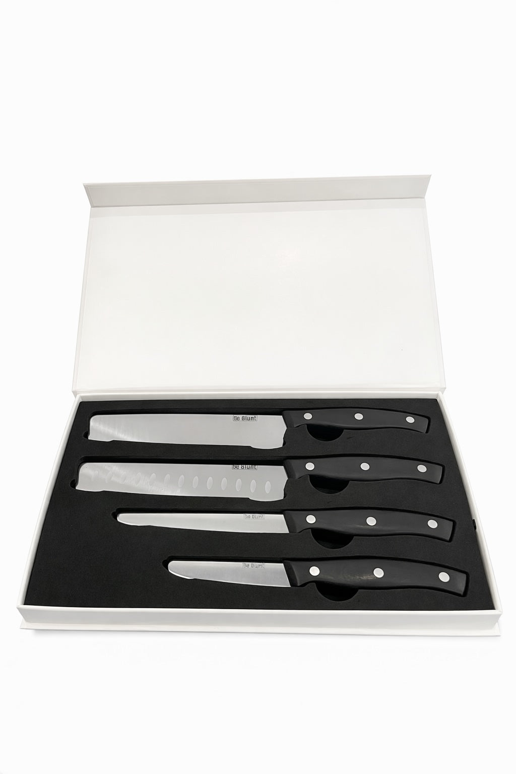 Premium Grade Round Tipped Safer Kitchen Knives (set of 4) Black Pakawood