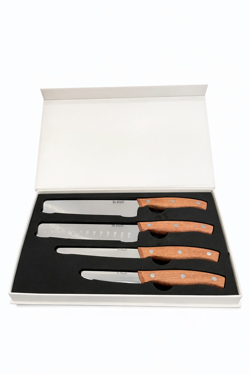 Premium Grade Round Tipped Safer Kitchen Knives (Set of 4) Rosewood
